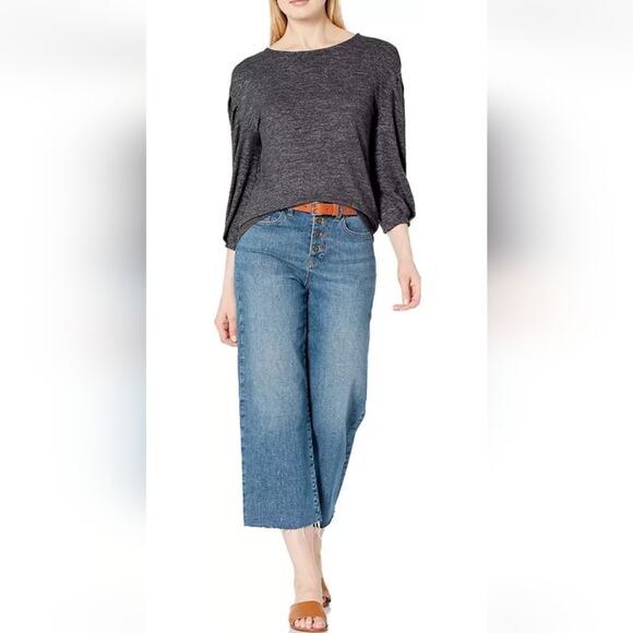 Daily Ritual NEW Pima Cotton Modal Heathered Gray Knit Poof 3/4 Sleeve Top XL - Picture 8 of 12